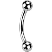 16GA ASTM F-136 Implant Grade Titanium Threadless Push-In Curved Barbell with One Fixed Ball