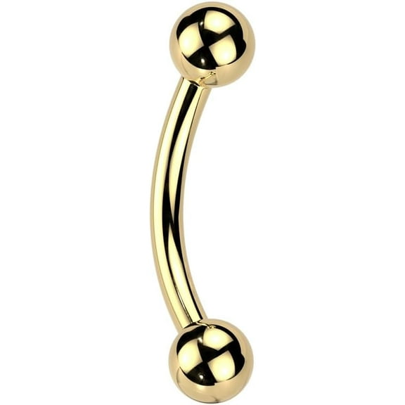 16GA ASTM F-136 Implant Grade Titanium Threadless Push-In Curved Barbell with One Fixed Ball