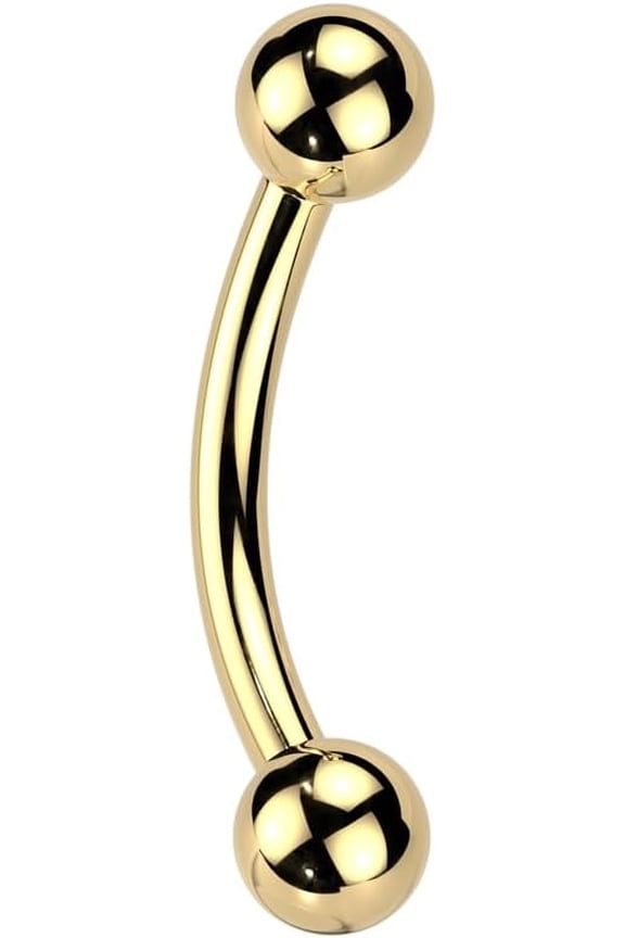 16GA ASTM F-136 Implant Grade Titanium Threadless Push-In Curved Barbell with One Fixed Ball