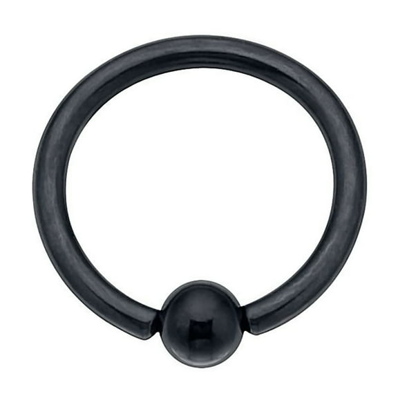 16GA Black Titanium IP Over 316L Surgical Steel Captive Bead Ring