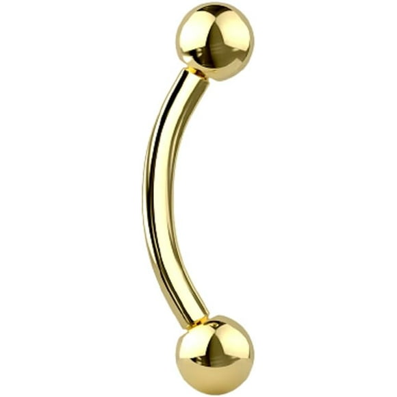 - 16GA G23 Implant Grade Titanium Internally Threaded Ball Ends Cartilage Helix Eyebrow Curved Barbell
