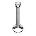 thumbnail image 1 of 16GA Internally Threaded Monroe Labret Studs w/Clear Press Fit CZ Gem 316L Surgical Steel, 1 of 3