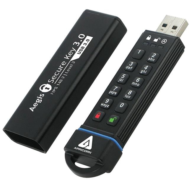 16GB 256-Bit AES XTS Hardware Encrypted Secure USB 3.0 Memory Key ...