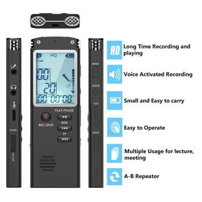 16GB Digital Voice Activated Recorder for Lectures, 12Hours Sound Audio Recorder Spy Dictaphone Recording Device with Playback, Microphone, Earphone, Phone Cable,etc