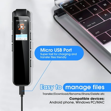 16GB Digital Voice Recorder with MP3 Player, USB Rechargeable Audio Recorder, Mini Voice Activated Recorder for Meetings Lectures Interviews Class, Black