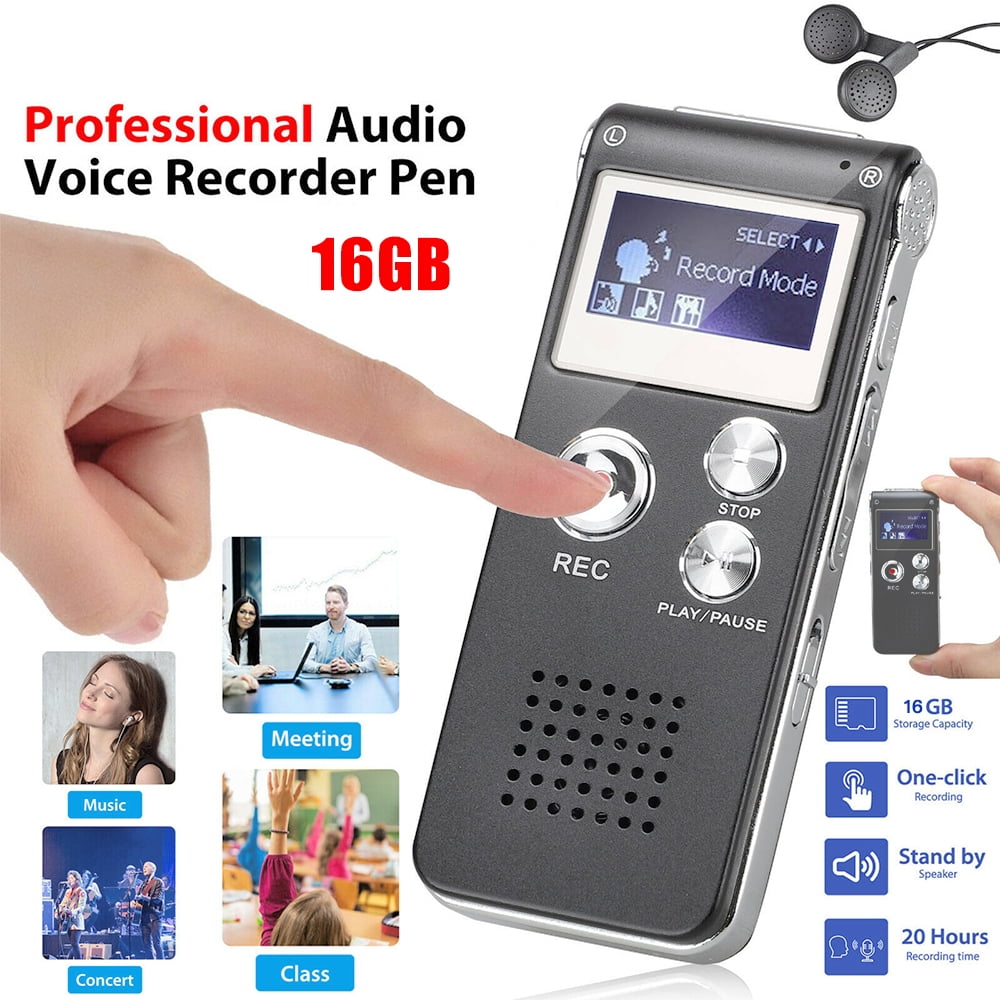 16GB Digital Voice Recorder, Portable LCD Screen Telephone Audio Recorder MP3 Player Dictaphone