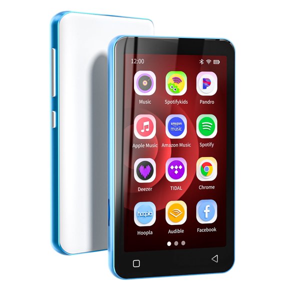 16GB MP3 Player with Bluetooth, S2 WiFi MP4 MP3 Player with Spotify, Spotify Kids, Audible, 4" Android Music Player Up to 1TB (Blue_White)