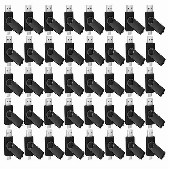 16GB TYPE C Thumb Drive USB 2.0 Swivel Design 2-in-1 Type-C Memory Stick for Android Smartphone, Computer, MacBook, Tablet, PC (50Pack Black)