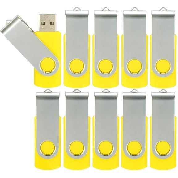 16GB USB Flash Drive 10 Pack,USB 2.0 Sticks Bulk Thumb Drives Memory Stick Jump Drive with LED Indicator for Storage and Backup (16GB10 PackYellow)