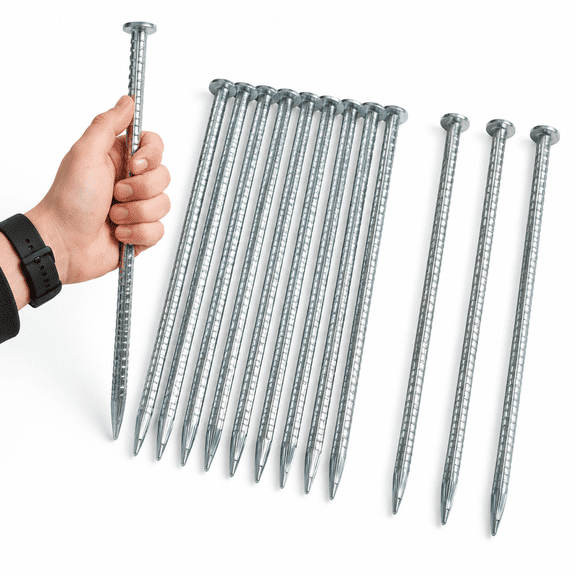 16IN 14 Pack Threaded Galvanized Steel Rebar Ground Anchors Tent Stakes