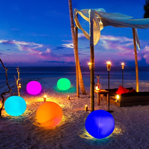 16IN Remote Control LED Flashing Inflatable Beach Ball Glowing Luminous Swimming Pool Float Ball With Air Pump Waterproof Light Up Ball Summer Party Holiday Outdoor Garden Beach Pool Decor Toy
