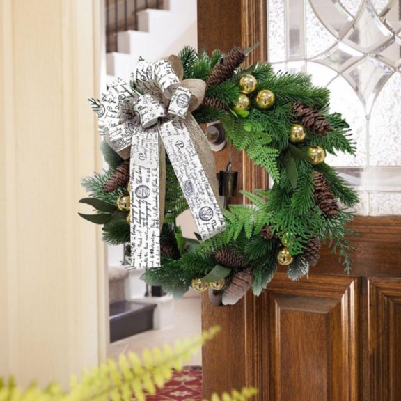 16In Artificial Pine Needle Cypress Wreath,Greenery Wreath with Pine Cones for Front Door Wall Window,Welcome Wreaths for Thanksgiving,Christmas