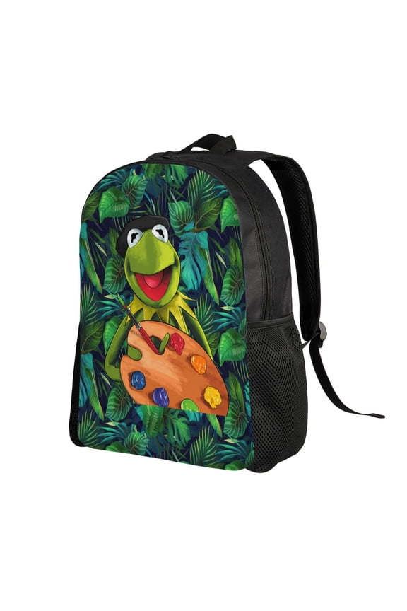 16In Ker-mit The Frog Backpack Large Capacity Multifunction Backpacks Lightweight Sports Travel Laptop Bag Daypack