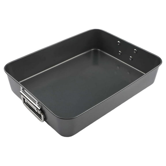 16In Stainless Steel Large Turkey Roaster Pan Non-Stick Roasting Pan With Handle