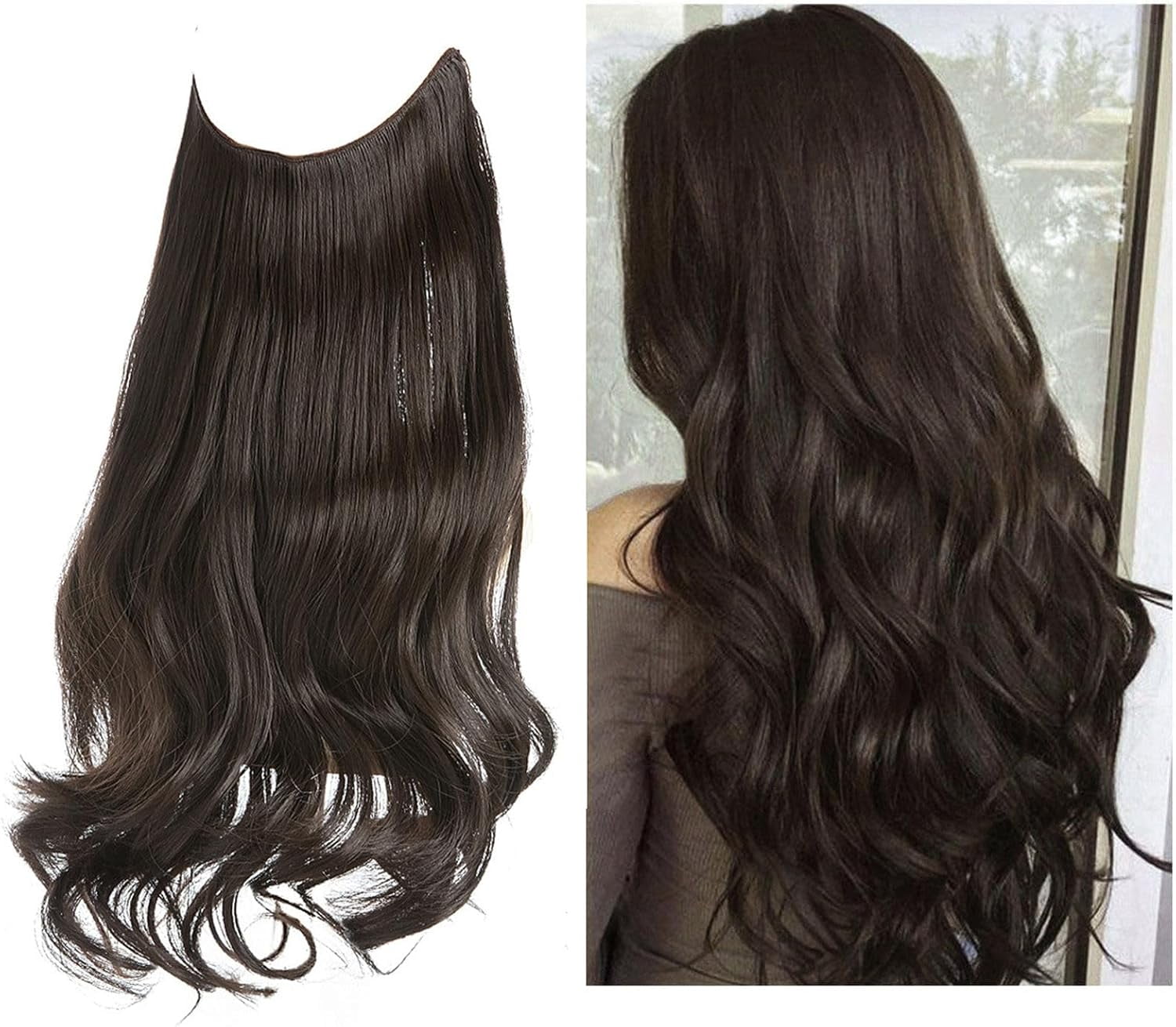 16Inch Invisible Wire Hair Extensions Halo Hair Extension  display picture 3