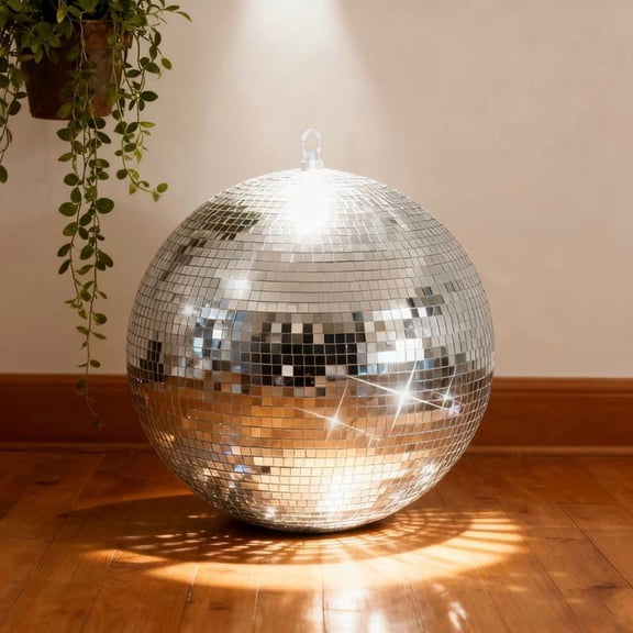 16Inch Silver Mirror Ball for Enhancing Cheerful Atmosphere, Shiny Disco Ball with Reflective Light Principle, Perfect for Wedding Centerpiece or Shop Window Display
