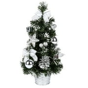 16Inch Tall Christmas Tree Battery Powered Luxury Tabletop Christmas Tree Hanging Decorations Pine Tree Great Choice and Gift for Christmas Sliver (Battery Not Included)