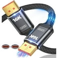 thumbnail image 1 of 16K Displayport Cable 2.1, DP 2.1 Cable 20FT-6M [16K@60Hz, 8K@120Hz, 4K@240Hz 165Hz 144Hz] Support 80Gbps HDR, HDCP DSC 1.2a, Compatible FreeSync G-Sync Gaming Monitor 4090 7900xtx, 1 of 10