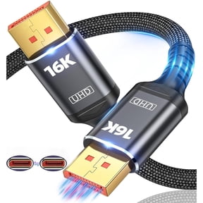 80Gbps Displayport Cable 2.1 16K@60Hz, 8K@120Hz, 4K@240Hz, DP 2.1 Cable 16K Braided Cord, Compatible with HDR10 DSC 1.2a, G-Sync FreeSync Gaming PC, Gaming Monitor 5090, AMD 7900XTX
