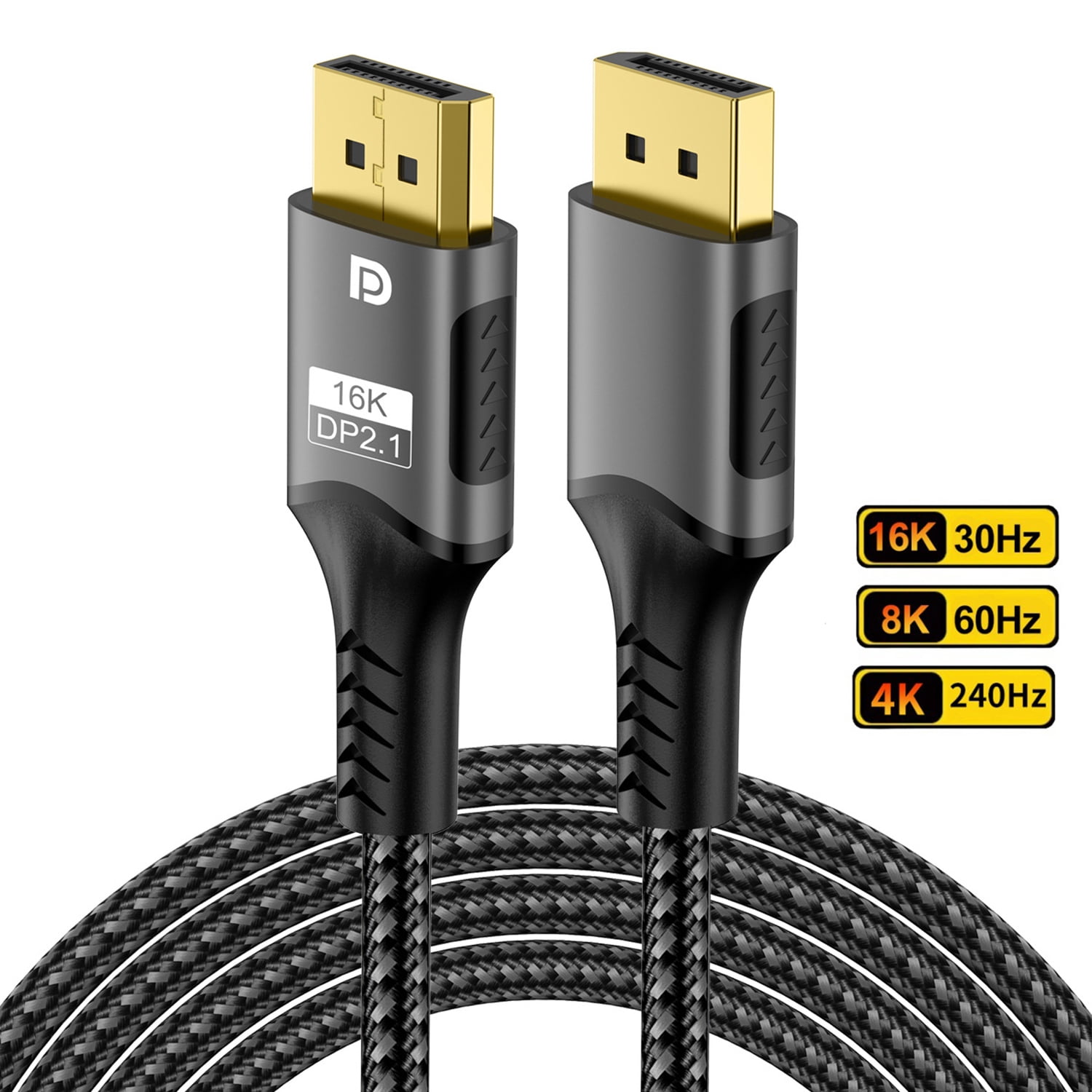 16K Displayport Cable, DP 2.1 Cable 10FT-3M [16K@60Hz, 8K@120Hz, 4K@240Hz 165Hz 144Hz] Support 80Gbps HDR, HDCP DSC 1.2a, Compatible FreeSync G-Sync Gaming Monitor 4090 7900xtx