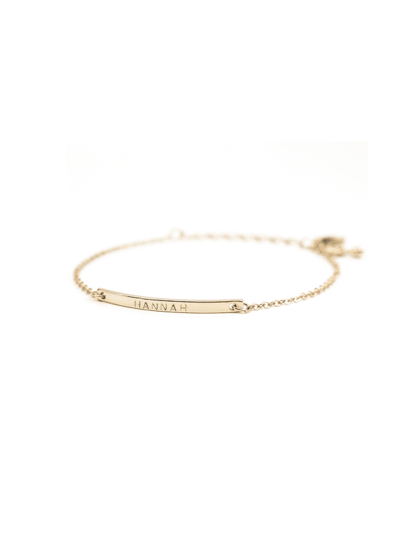 16K Gold Your Name Bar Bracelet Personalized gift Gold Plated bar Delicate Hand Stamp Best bridesmaid Wedding Christmas gift