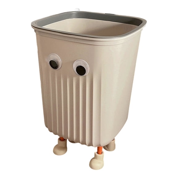 16L/12L/10L Cartoon Can with Feet and Funny Big Eyes, Cute Large Capacity and Opening Garbage Cans with Removable Top for Living Room, Bedroom, Office, Easy Clean Wastebaskets,#B /12L,1PCS