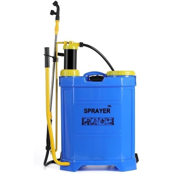 16L Backpack Pressure Sprayer  Heavy-Duty Garden Sprayer with Adjustable Nozzles & Padded Shoulder Straps  Manual Pump Sprayer for Lawn, Plants, Pesticides, Fertilizer & Outdoor Cleaning$$