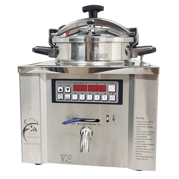 16L High Pressure Fried Chicken Machine Commercial Deep Fryer 220V Adjustable Temp and Time
