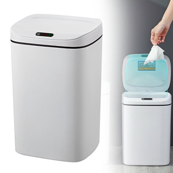16L Smart Sensor Trash Can With Lid, Automatic Mute Kitchen Garbage Bin For Bedroom, Dorm, Odor Control