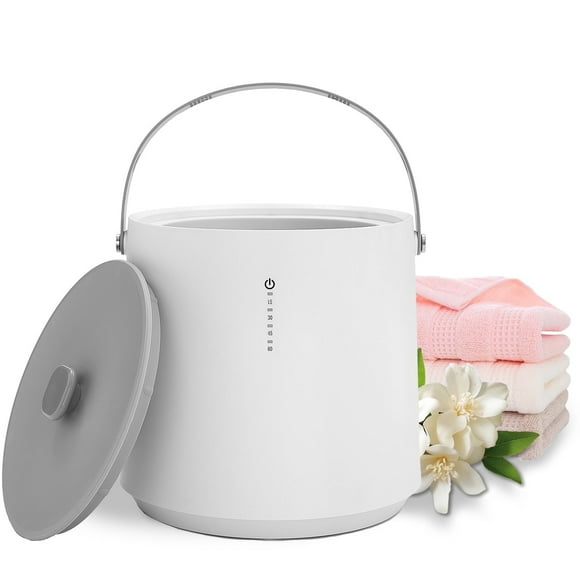 Towel Warmer for Bathroom, Large Towel Warmer Bucket Fits Two 70"x80" Oversized Bathrobes, Spa Towel Warmer with Handle, 4 Timer Settings, Luxury bathroom accessories, Grey