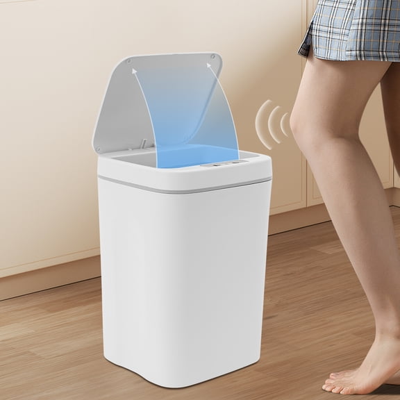 16L White Sensor Trash Can Intelligent Sensor Trash Can Smart Auto Trash Can for Kitchens Bathrooms Bedrooms