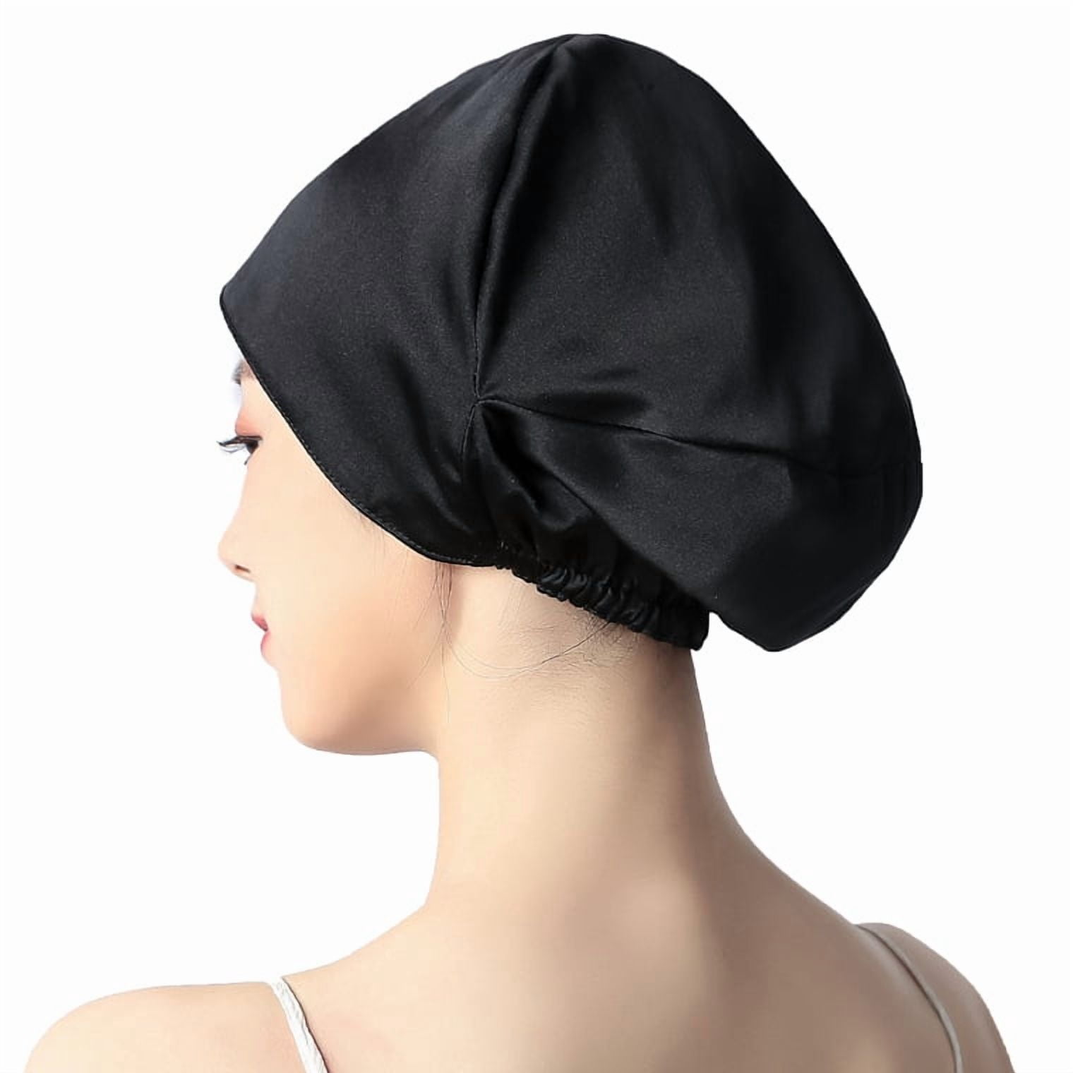 16MM 100% Real Silk Turban Bonnets,Female Double Layered Solid Sleeping Night Wrap Cap,For Curly Ladies