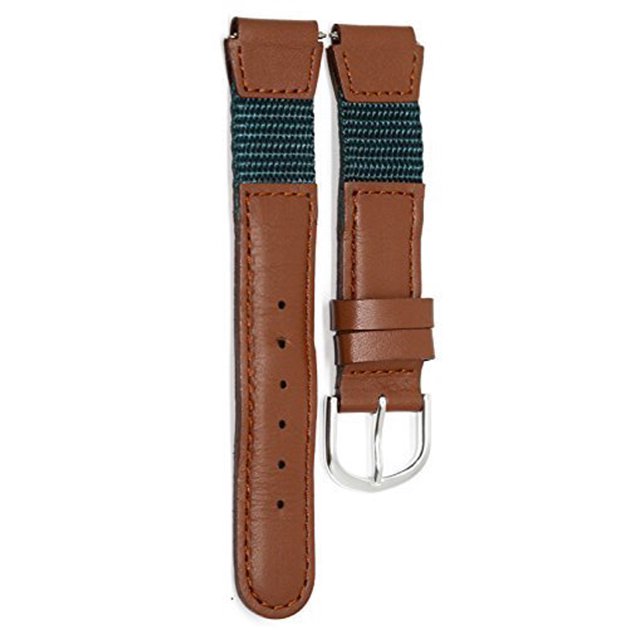 16MM BROWN TEAL NYLON LEATHER WATCH BAND STRAP FITS SWISS ARMY WENGER