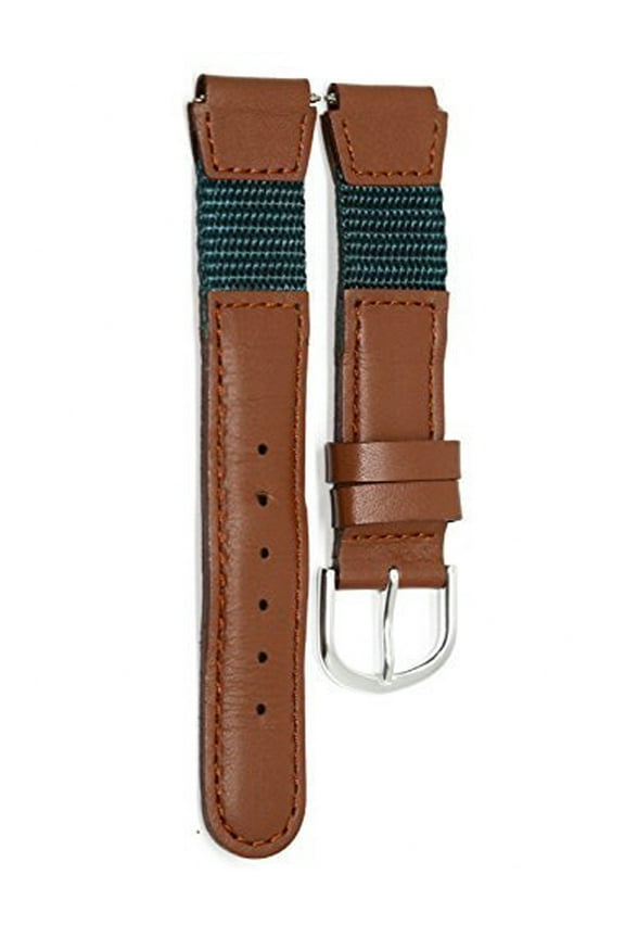 16MM BROWN TEAL NYLON LEATHER WATCH BAND STRAP FITS SWISS ARMY WENGER