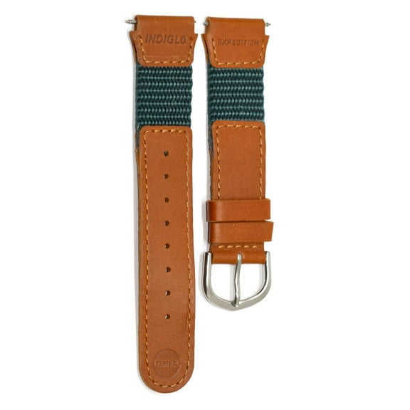 16MM GREEN BROWN LEATHER NYLON IRONMAN EXPEDITION WATCH BAND STRAP FITS SMALL TO MEDIUM