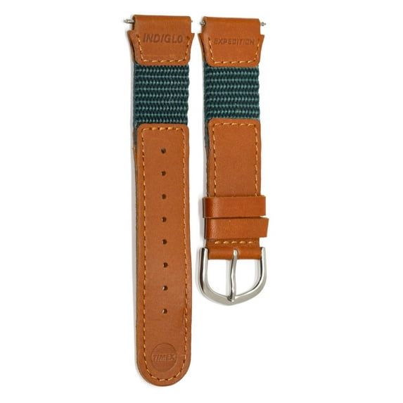 16MM GREEN BROWN LEATHER NYLON IRONMAN EXPEDITION WATCH BAND STRAP FITS SMALL TO MEDIUM