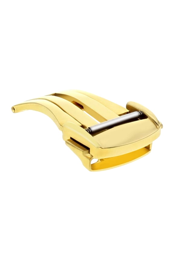 16MM WATCH STRAP BAND CLASP LEATHER FOR OMEGA SPEEDMASTER SEAMASTER WATCH GOLD