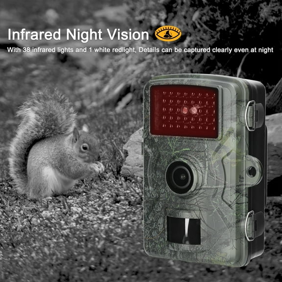 16MP 1080P Portable Day Night Photo Video Taking Trail Camera Multi-function Outdoor Huntings Animal Observation House Monitoring IP66 Waterproof with 38 Lights