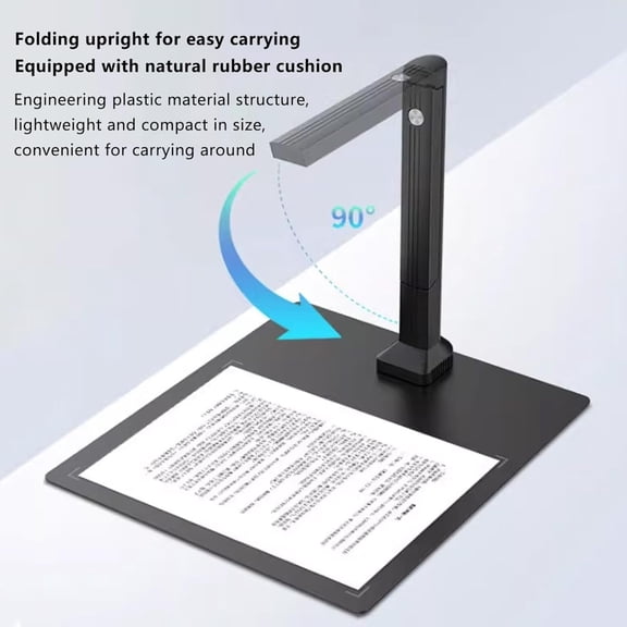 16MP Portable Document Scanner with Anti-Tilt & LED, A4 Book Scanner, Multilingual OCR for Office, Remote Teaching and Education