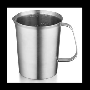 16OZ/500ML Stainless Steel Measuring Pitcher with Spout & Handle, Oz ML Marked Liquid Measuring Cup