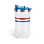 Ozark Trail 16oz Ceramic Lined Stainless Steel Can Tumbler with 2-in-1 Lid,Red and Blue stripe