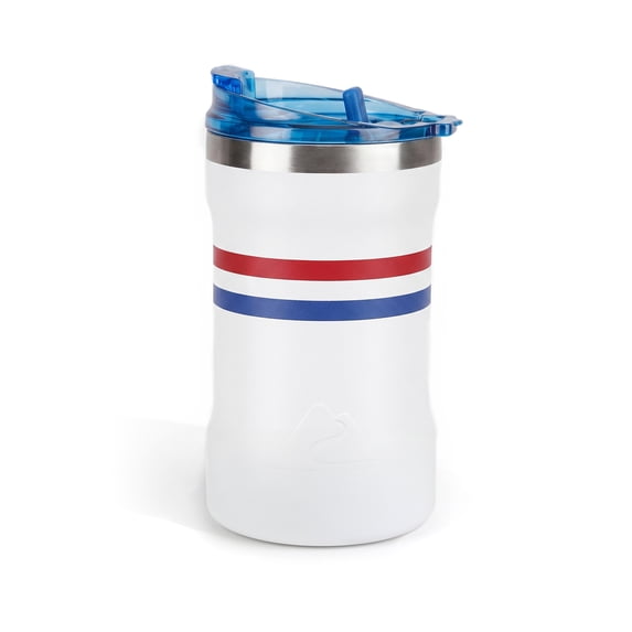 Ozark Trail 16oz Ceramic Lined Stainless Steel Can Tumbler with 2-in-1 Lid,Red and Blue stripe