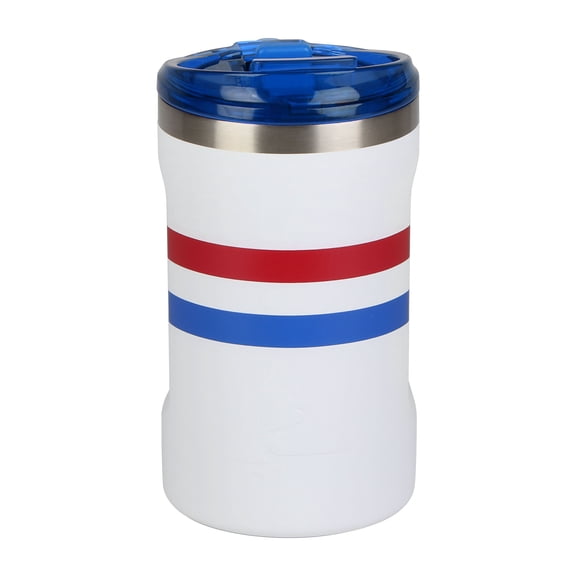 Ozark Trail 16oz Ceramic Lined Stainless Steel Can Tumbler with 2-in-1 Lid,Red and Blue stripe