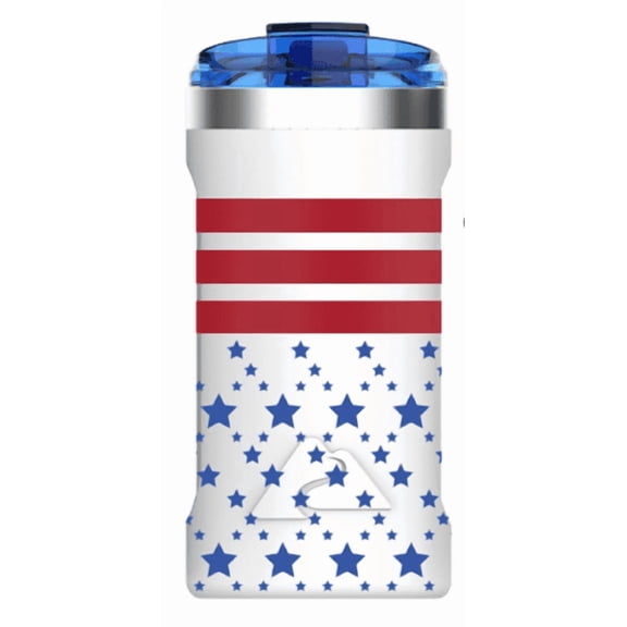 Ozark Trail 16oz Vacuum-Insulated Stainless Steel CAN Tumbler,Patriotic Red stripe w/Blue Stars