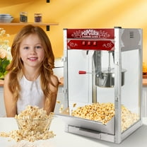 16OZ Countertop Popcorn Machine, Holaki Commercial Popcorn Maker Machine with Stainless Steel Kettle, Tempered Glass, Oil Spoon & 3 Popcorn Cups for Home Movie Theater, Red