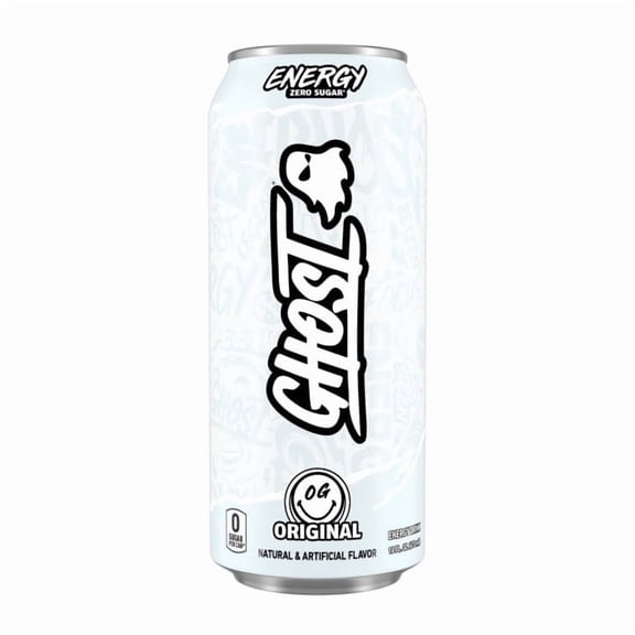 GHOST ENERGY Zero Sugars Energy Drink, Original Flavor, 200mg Natural Caffeine, 16 fl oz, 12 pack Cans