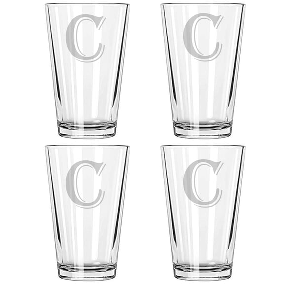 16OZ MONOGRAM BEER GLASS C SET OF 4