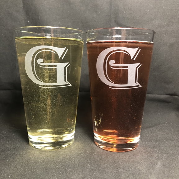 16OZ MONOGRAM BEER GLASS G SET OF 2