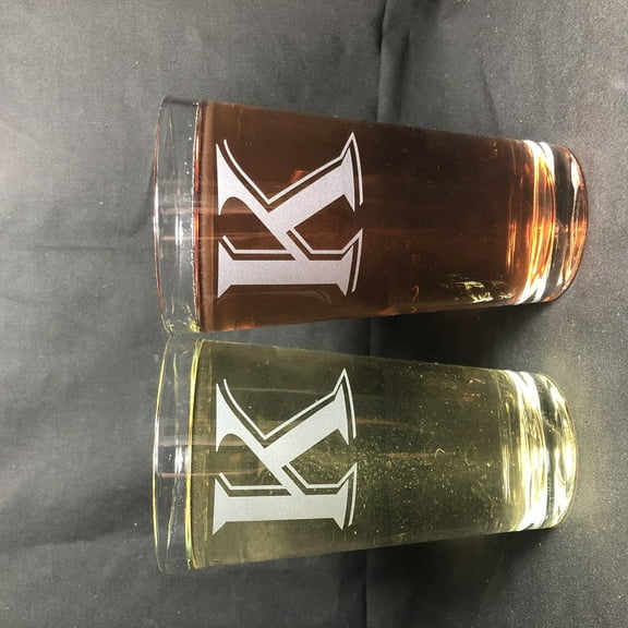 16OZ MONOGRAM BEER GLASS K SET OF 2