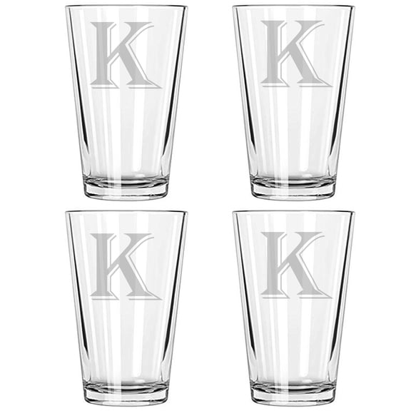 16OZ MONOGRAM BEER GLASS K SET OF 4